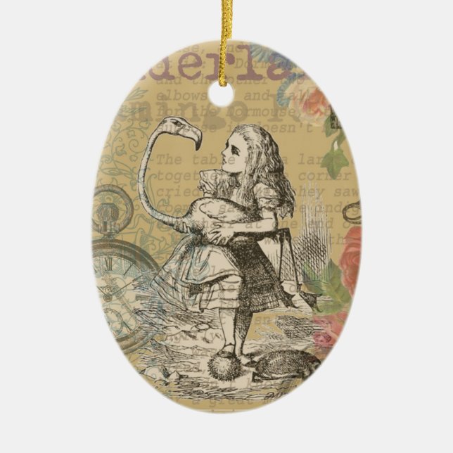 Alice im Wunderland Flamingo Classic Keramikornament (Vorne)