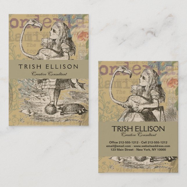 Alice im Wunderland Flamingo Classic Visitenkarte (Vorne/Hinten)