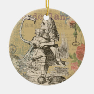 Alice im Wunderland Flamingo Klassiker Keramikornament
