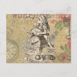 Alice im Wunderland Flamingo Klassiker Postkarte
