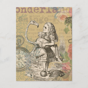 Alice im Wunderland Flamingo Klassiker Postkarte