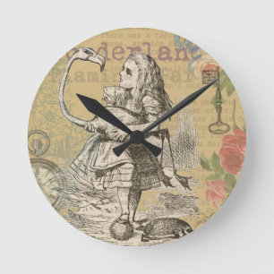 Alice im Wunderland Flamingo Klassiker Runde Wanduhr