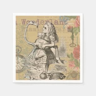 Alice im Wunderland Flamingo Klassiker Serviette