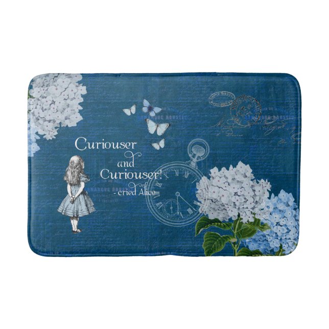 Alice im Wunderland Floral Blue Bathmat Badematte (Vorderseite)