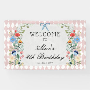 Alice im Wunderland Florale Geburtstagsfeier Banner