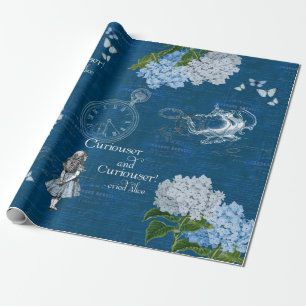 Alice im Wunderland Florales Blaues Geschenkpapier