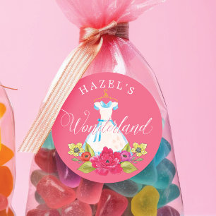 Alice im Wunderland Florals & Blue Dress Geburtsta Runder Aufkleber