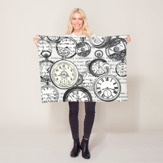Alice im Wunderland für viktorianische Pocket Watc Fleecedecke (Beispiel)