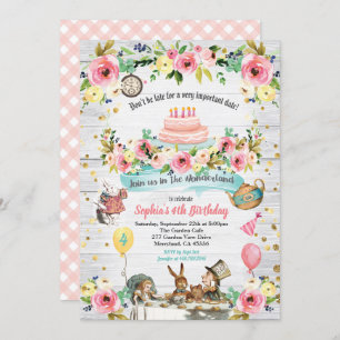 Alice im Wunderland Geburtshaus Gold Einladung