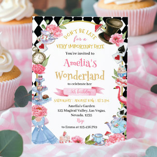 Alice im Wunderland Geburtstag Einladung Tee Party
