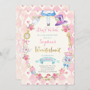 Alice im Wunderland Geburtstag Einladung Tee Party