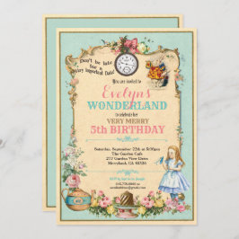 Alice im Wunderland Geburtstag Einladung Türkis