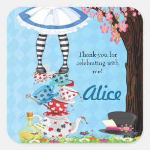 Alice im Wunderland Geburtstag Gunst Stickers