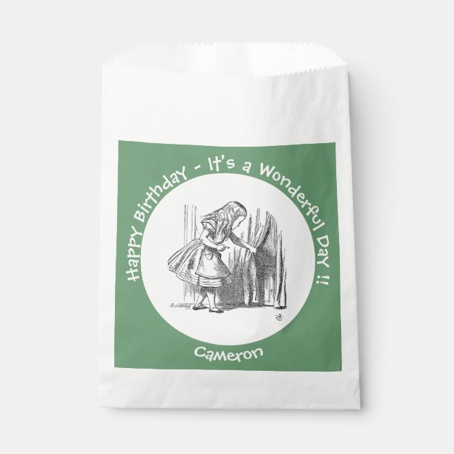 Alice im Wunderland Geburtstag oder sonstige Party Geschenktütchen (Vorderseite)