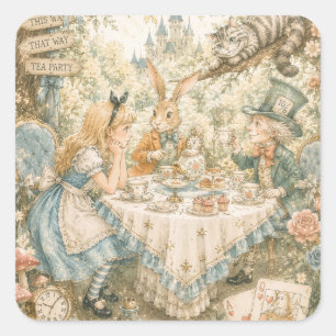 Alice im Wunderland Geburtstag Quadratischer Aufkleber