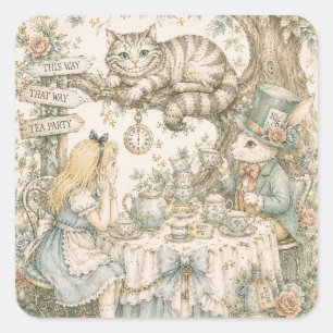 Alice im Wunderland Geburtstag Quadratischer Aufkleber