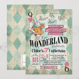 Alice im Wunderland-Geburtstags-Einladungen Einladung