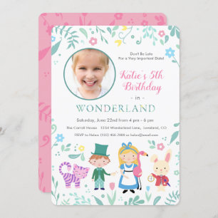 Alice im Wunderland Geburtstagspartei Einladung
