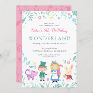 Alice im Wunderland Geburtstagspartei Einladung