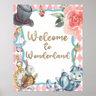 Alice im Wunderland Geburtstagsparty Begrüßungsunt Poster