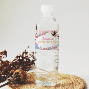 Alice im Wunderland Geburtstagswasser Flasche Wasserflaschenetikett