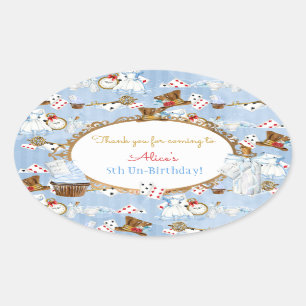 Alice im Wunderland Geschenk Dankeschön Ovaler Aufkleber