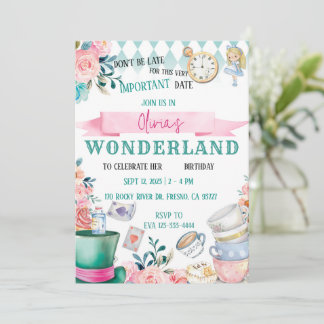 Alice im Wunderland Girl Birthday Einladung