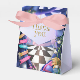 Alice im Wunderland, goldener Glitzer, Babydusche Geschenkschachtel