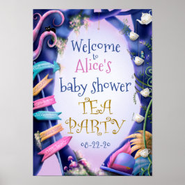 Alice im Wunderland, goldener Glitzer, Babydusche Poster