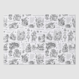 Alice im Wunderland Grau-White-Toile-Quotes Seidenpapier