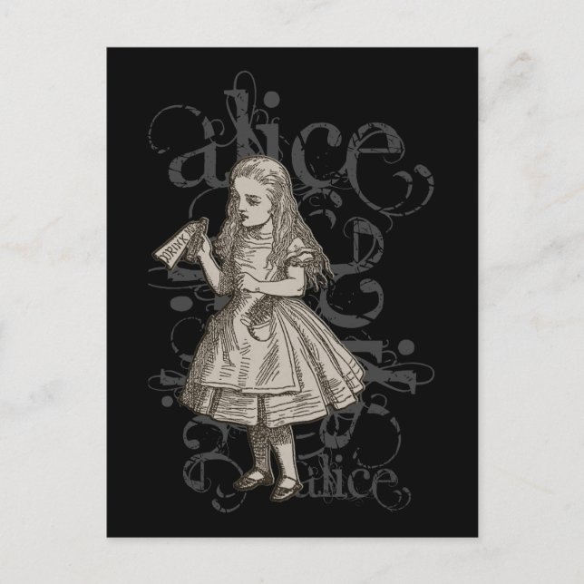Alice im Wunderland Grunge Postkarte (Vorderseite)