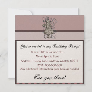 Alice im Wunderland Grunge (Rosa) Einladung