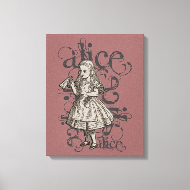 Alice im Wunderland Grunge (rosa) Leinwanddruck (Vorderseite)
