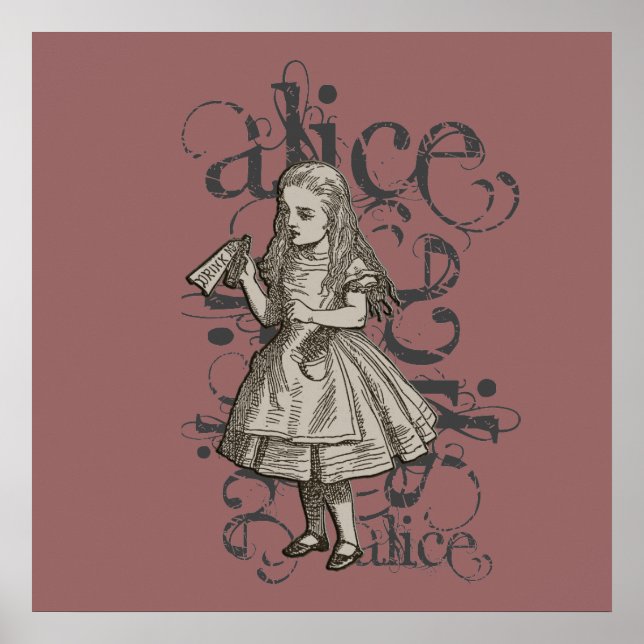 Alice im Wunderland Grunge (rosa) Poster (Vorne)
