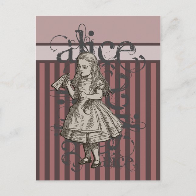 Alice im Wunderland Grunge (rosa) Postkarte (Vorderseite)