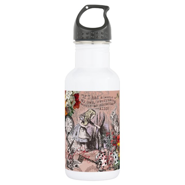 Alice im Wunderland Hatter und Kaninchen Trinkflasche (Vorderseite)