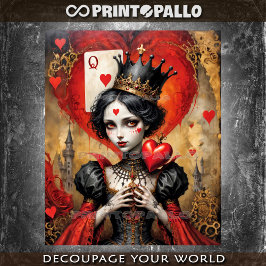 Alice im Wunderland - Herzkönigin - Decoupage  Geschenkpapier Set