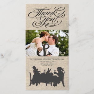 Alice im Wunderland-Hochzeit danken Ihnen Dankeskarte