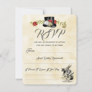 Alice im Wunderland Hochzeit RSVP Karte