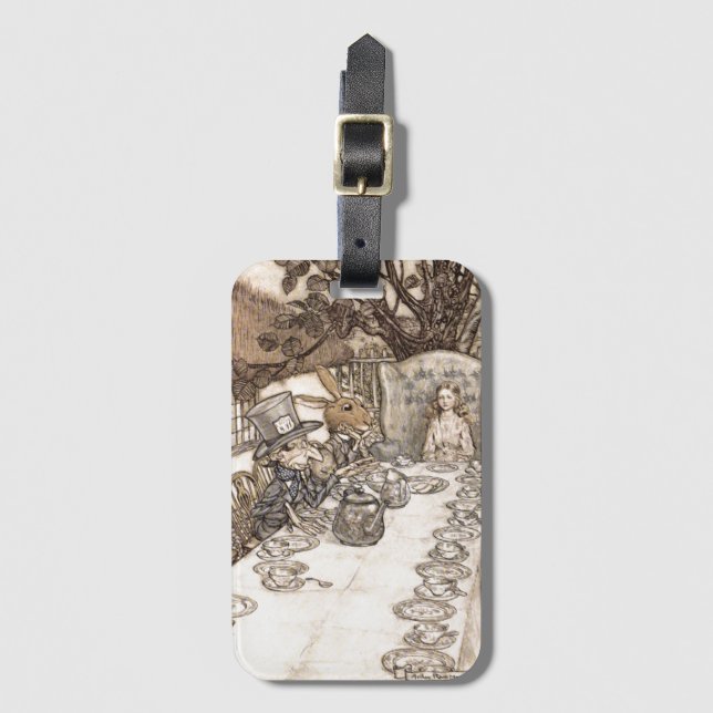 Alice im Wunderland-Illustrations-wütender Gepäckanhänger (Vorderseite Vertikal)