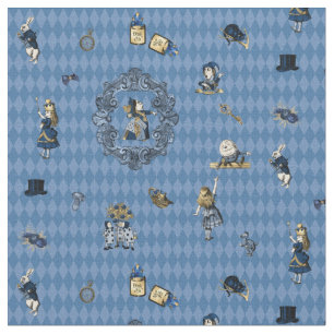 Alice im Wunderland in Blue/Gold auf Harlequin Stoff