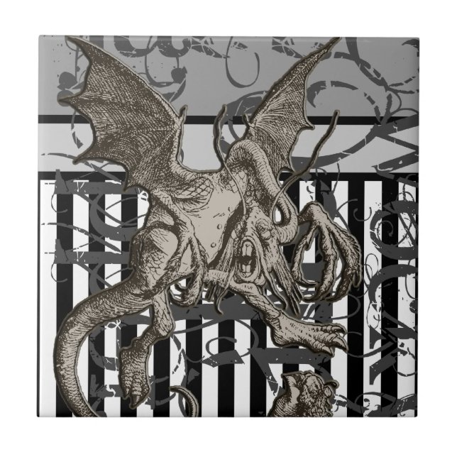 Alice im Wunderland Jabberwocky Grunge Fliese (Vorderseite)