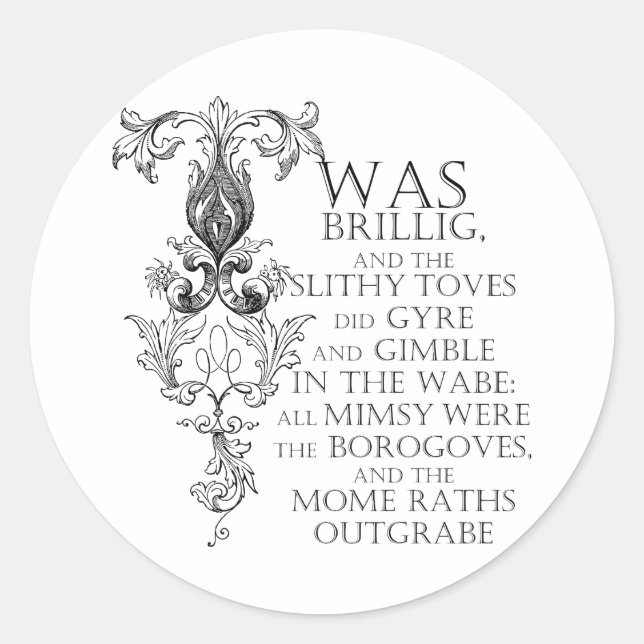 Alice im Wunderland Jabberwocky Poem Round Sticker (Vorderseite)