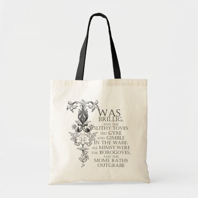 Alice im Wunderland Jabberwocky Poem Tote Bag Tragetasche (Vorne)