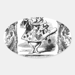 Alice im Wunderland-Kaninchen-Horn-verzierter Ovaler Aufkleber