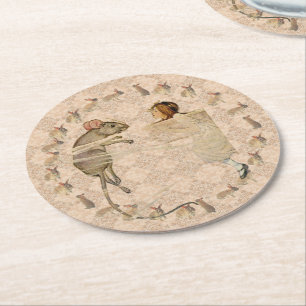 Alice im Wunderland Kaninchen Maus Runder Pappuntersetzer