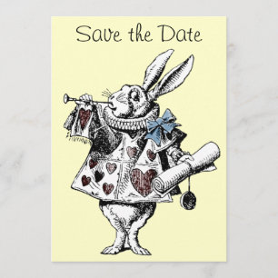 Alice im Wunderland-Kaninchen-Save the Date Karte