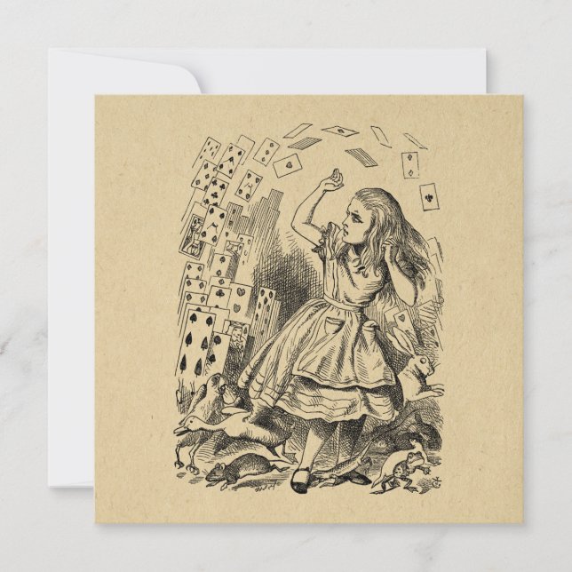 Alice im Wunderland Kartenspielen Kunst Feiertagskarte (Vorderseite)