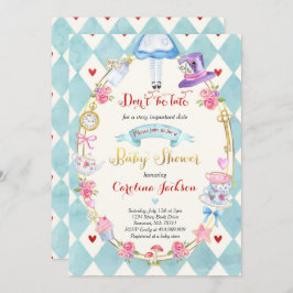 Alice im Wunderland Kinderdusche Einladung