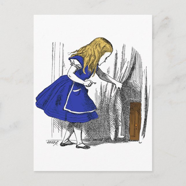 Alice im Wunderland - Kleine Tür Postkarte (Vorderseite)